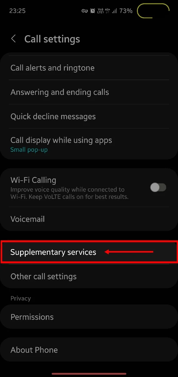 open supplementary services in samsung dialer