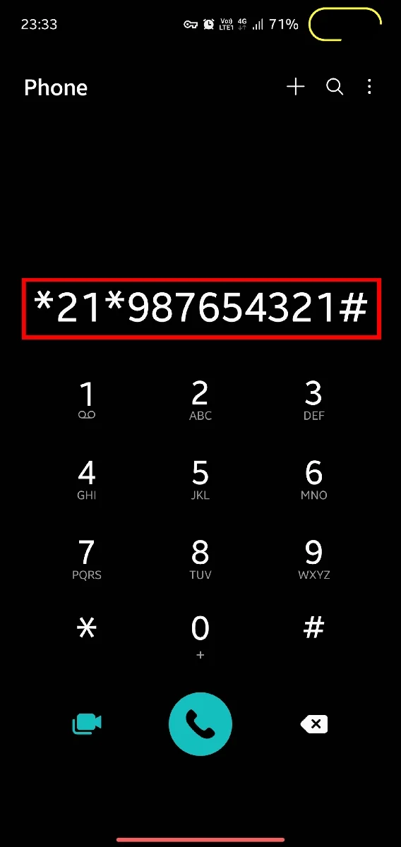 enter the required number along with the code