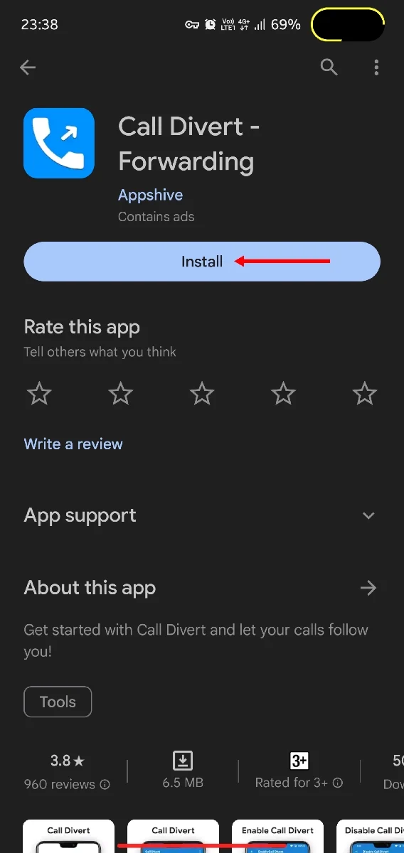 install call divert - forwarding app from play store