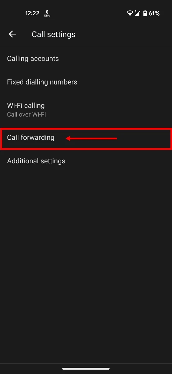 open call forwarding in google dialer