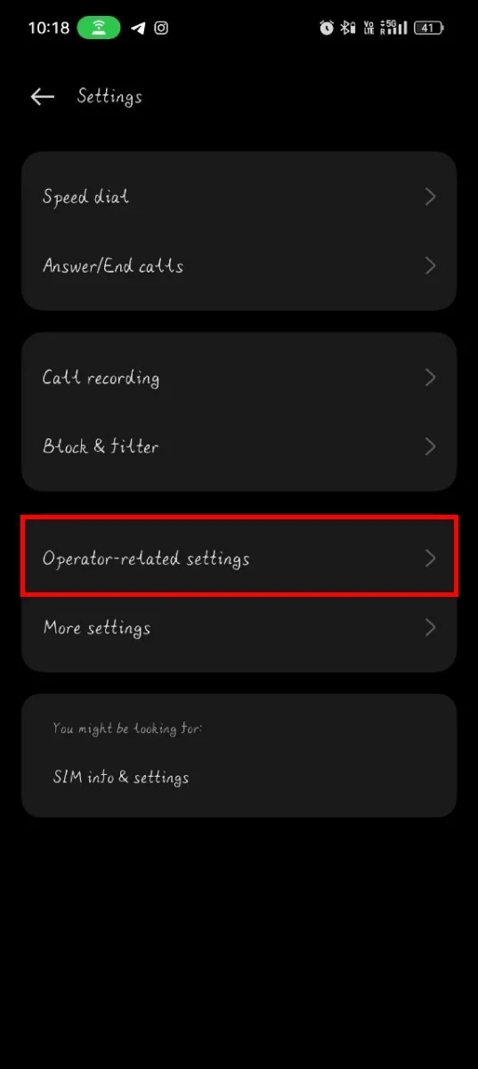 open operator related settings