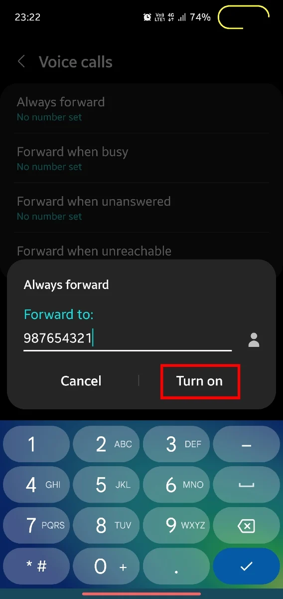 turn on call forwarding on android