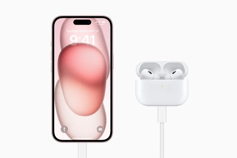 charging airpods via iphone 15's usb-c connector