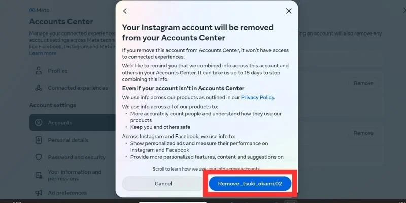 how to unlink facebook and instagram using instagram web 7