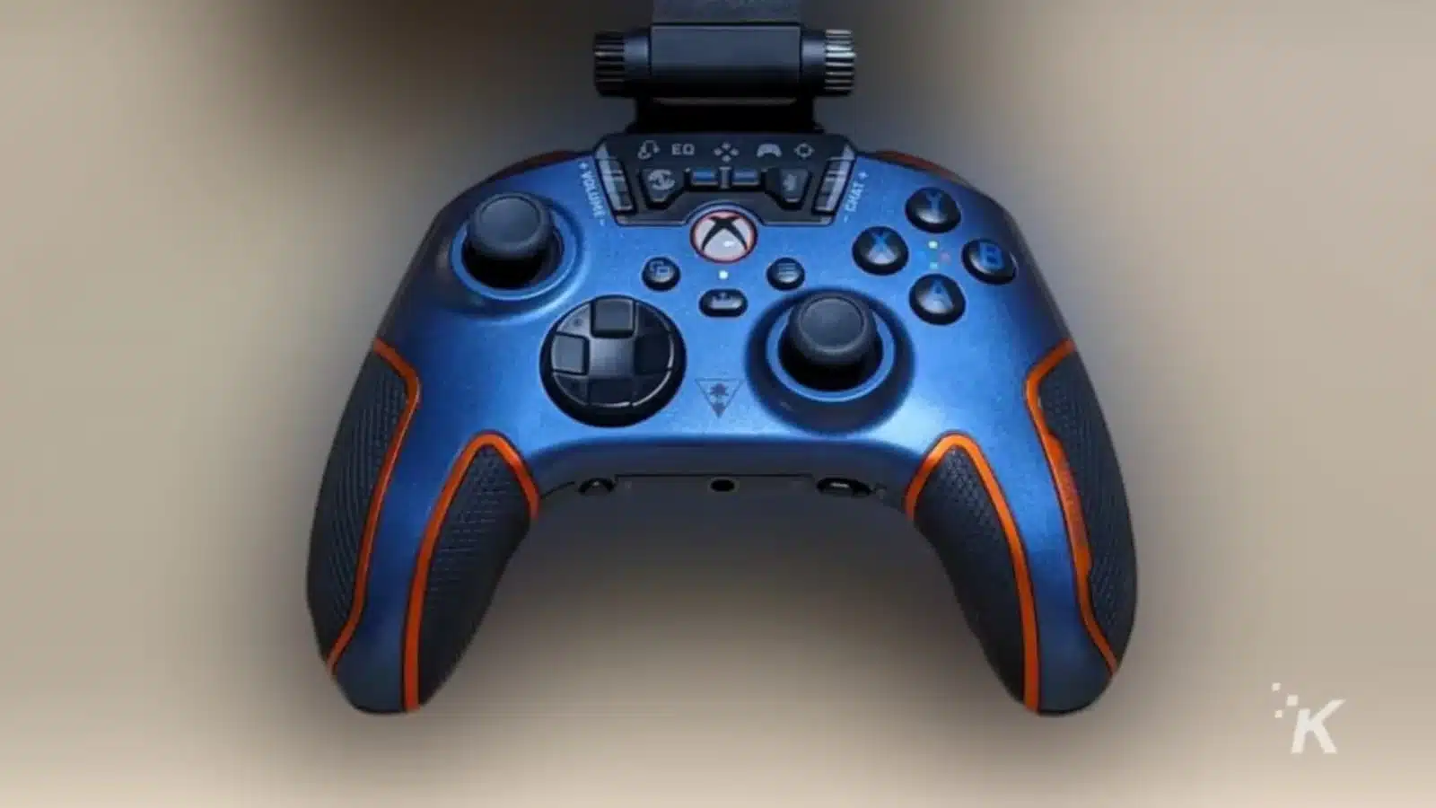 The game controller is close up.