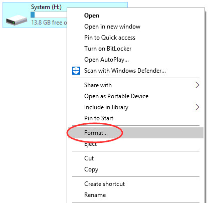 right-click the disk and choose Format