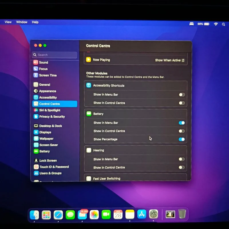 macos control centre settings