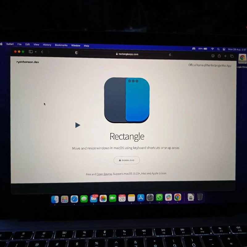 rectangle shortcuts app on macos