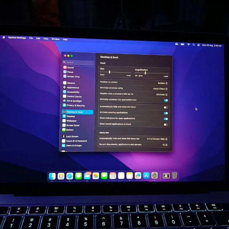 macos desktop and dock settings