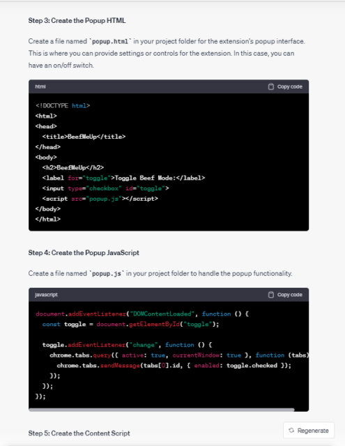 кодирование расширения Chrome с помощью ChatGPT