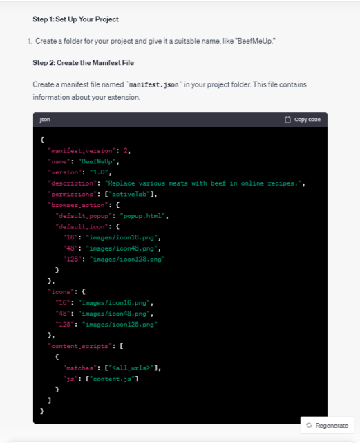кодирование расширения Chrome с помощью ChatGPT