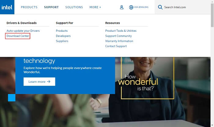 Intel download center