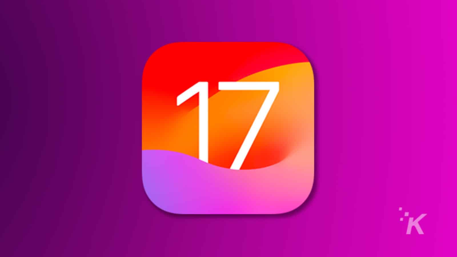 Logo ios 17 dengan latar belakang ungu