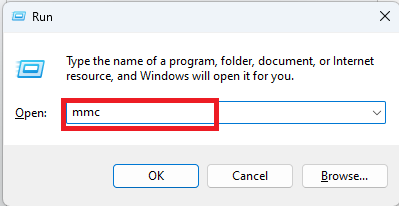Windows Run Box put mmc