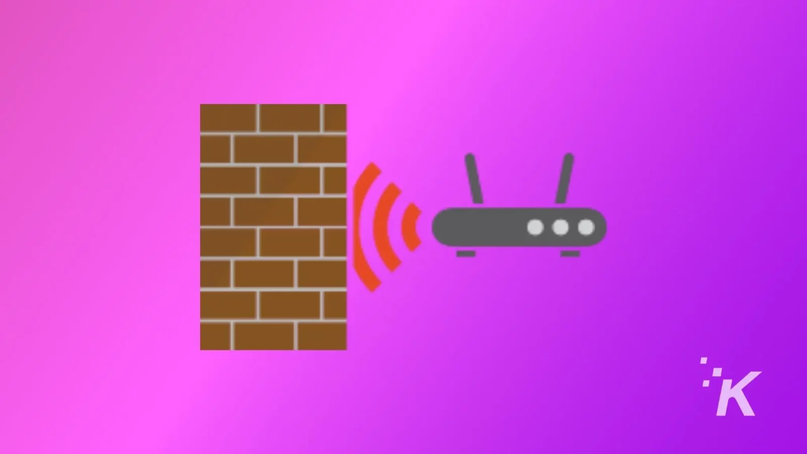 Wi-fi router and the blocks interference image on the background