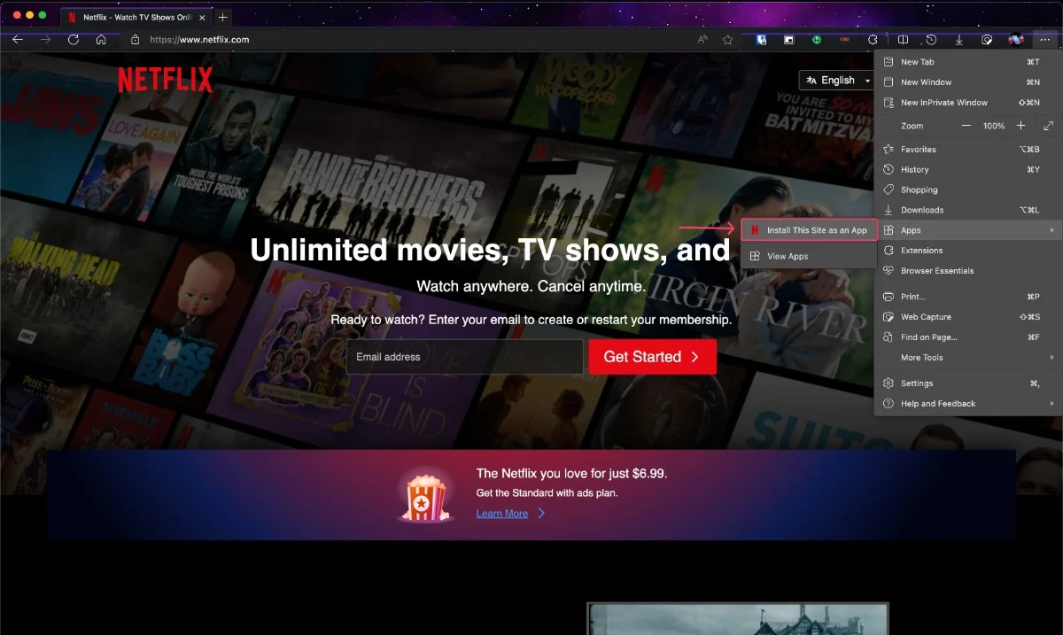 install netflix web app