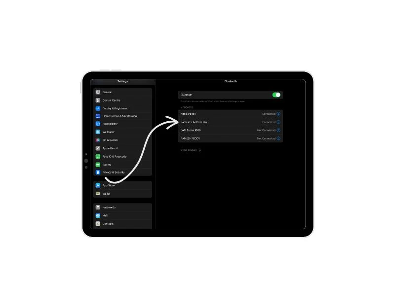 bluetooth devices connected to ipad