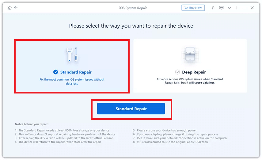 riparare il dispositivo