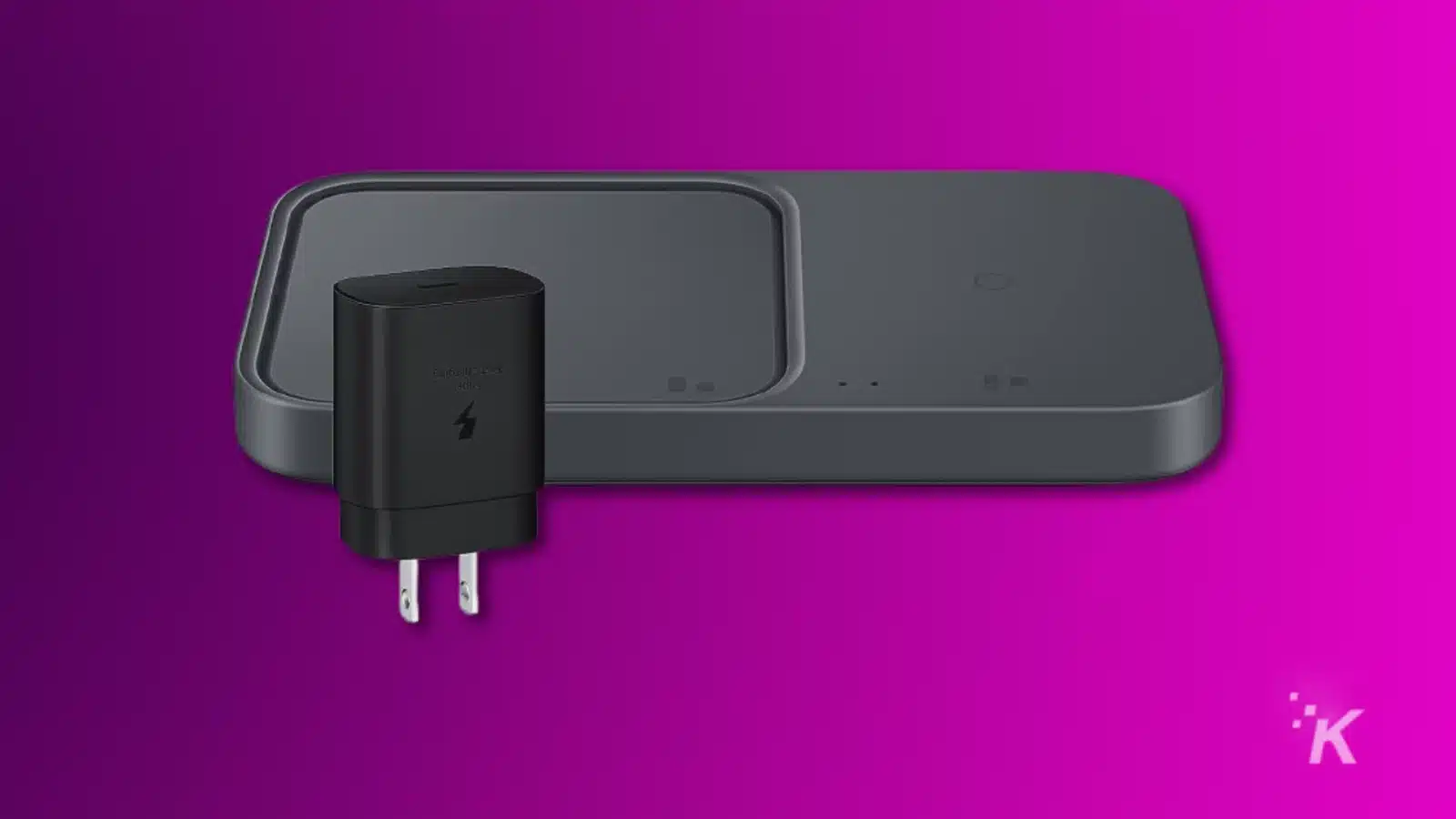Samsung charger duo on a purple background