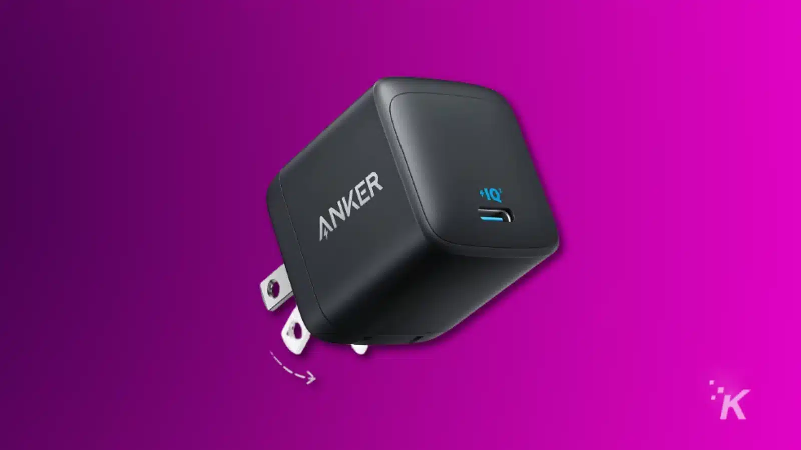 Anker 313 45w fast charger on purple background