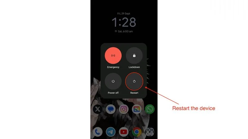 restart the device to fix the peek display issue