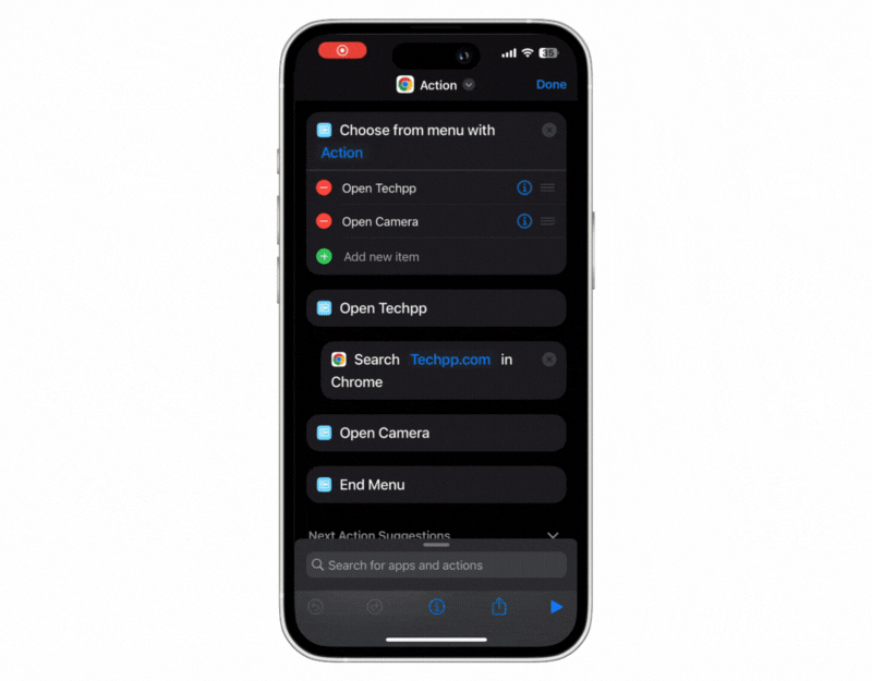 create mega menu shortcut on iphone