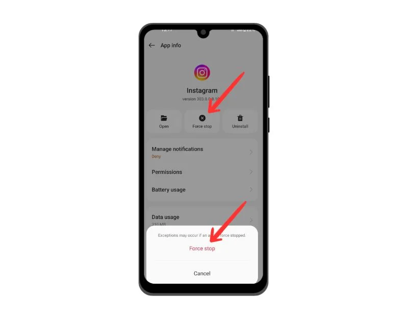 how to force stop instagram app on android smartphone