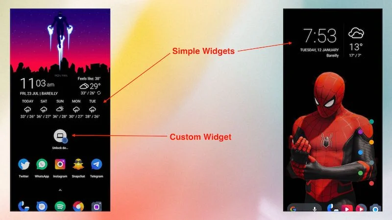 showcasing a simple widget and custom widget