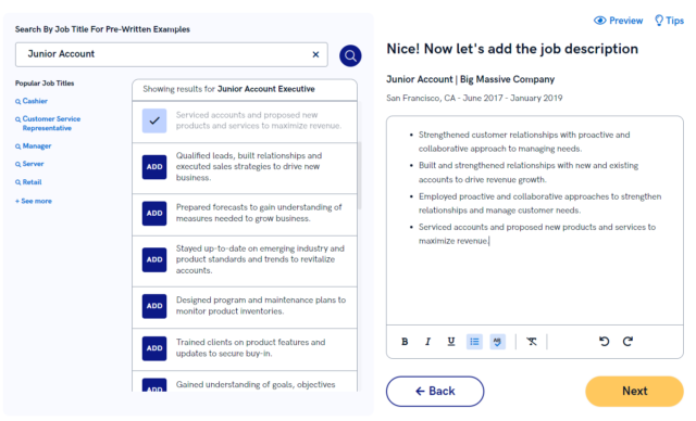 Test del generatore di curriculum Zety AI 2