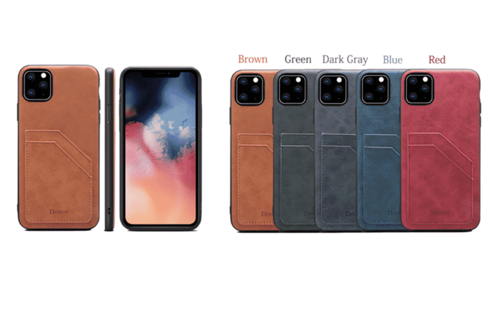 iPhone 11 için Çift Kartlı Deri Kılıf