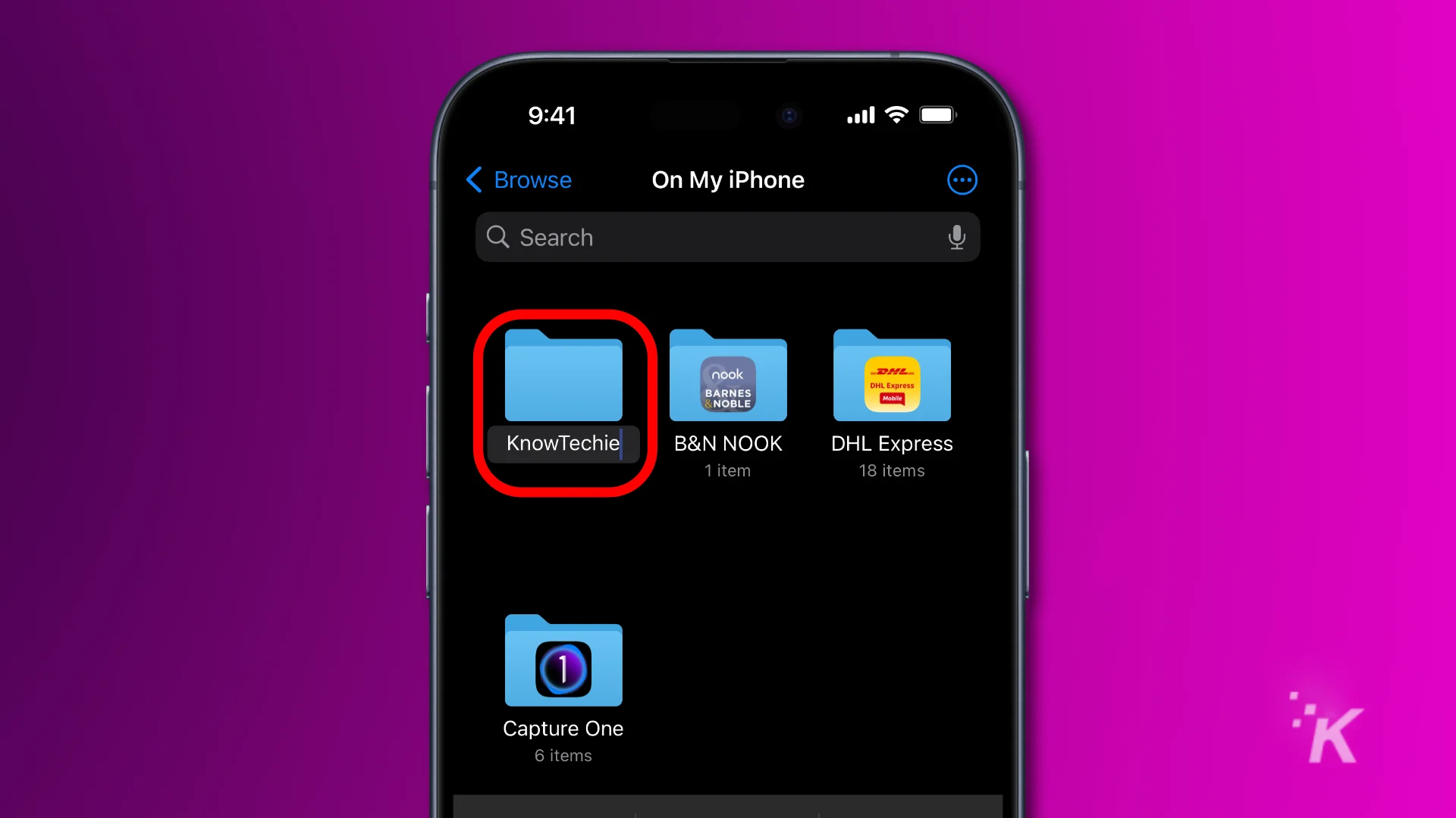 Renaming a folder in the ios files app