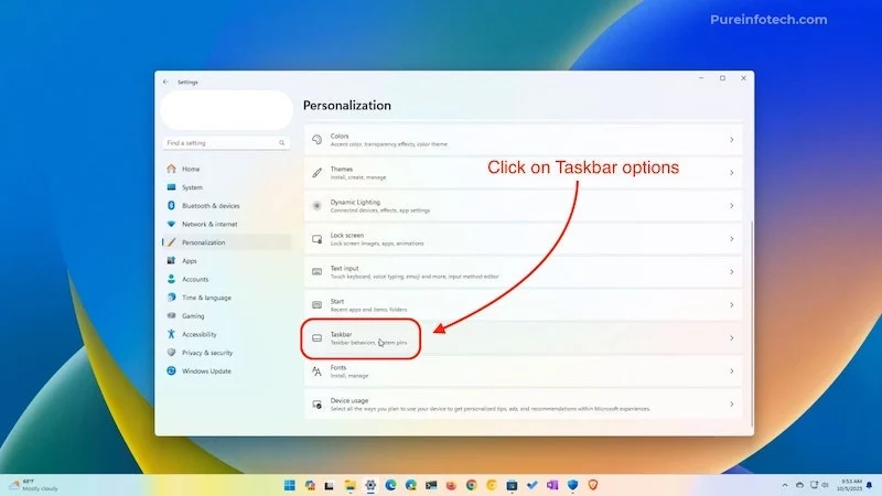 click on taskbar