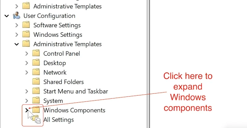 expand windows components