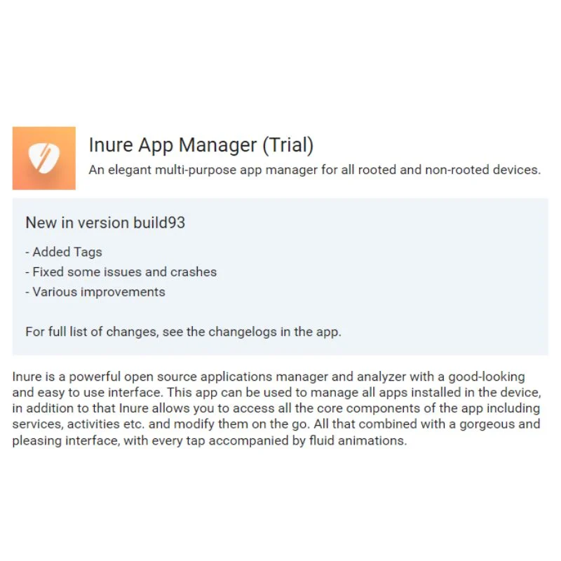 inure app control application for android