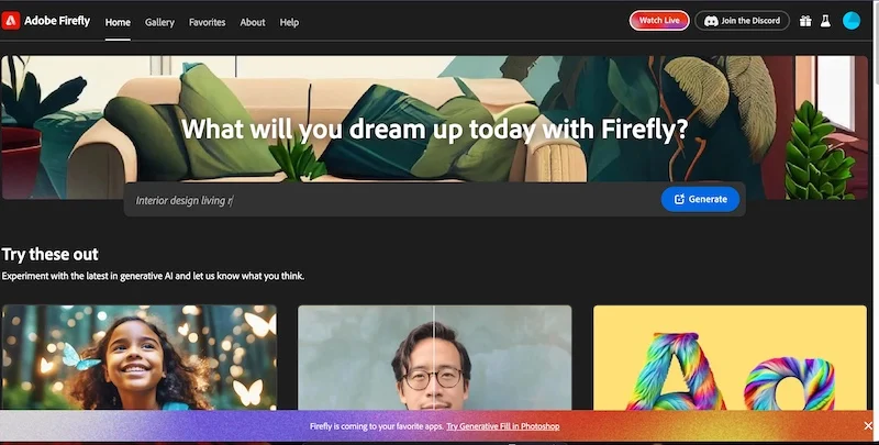 adobe firefly homepage