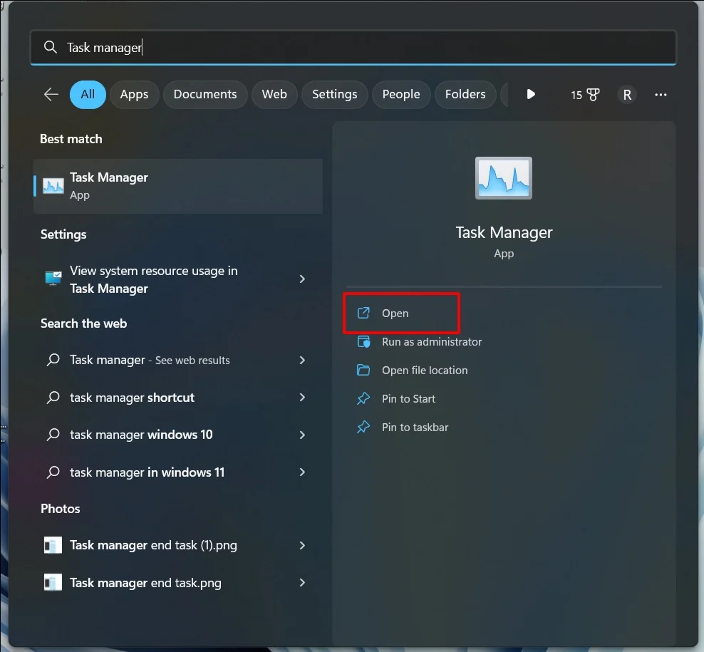 image showing windows 11 task manager