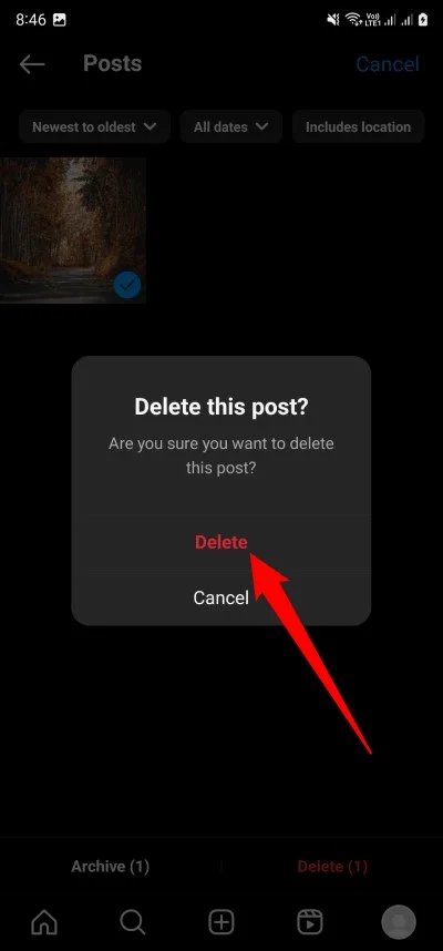 how to completely delete all your posts from instagram