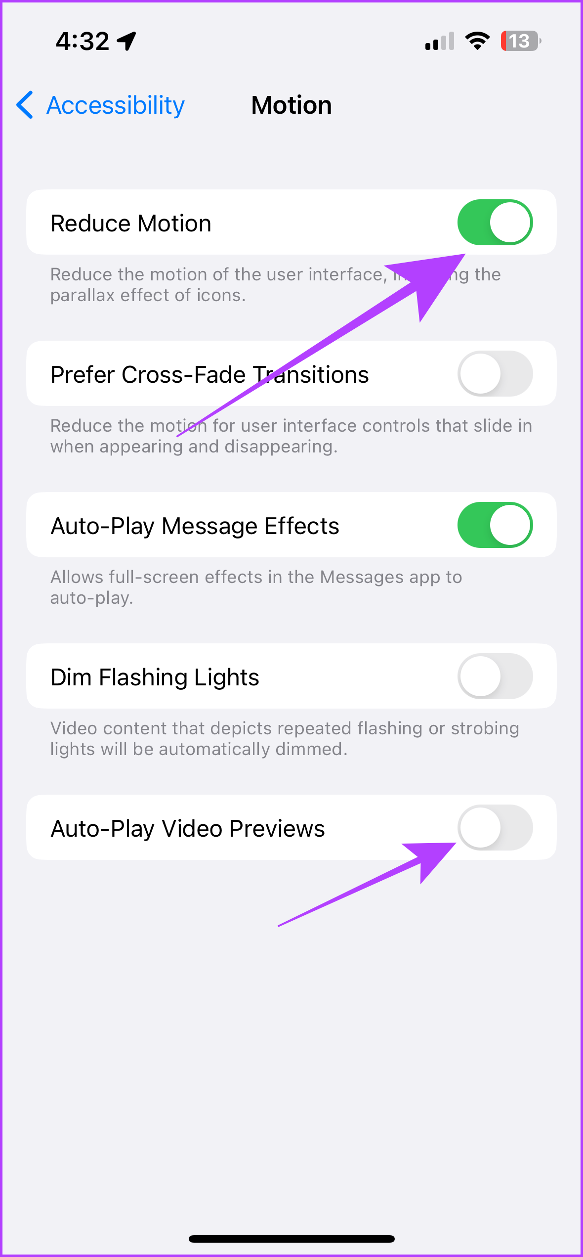 reduce motion settings iphone