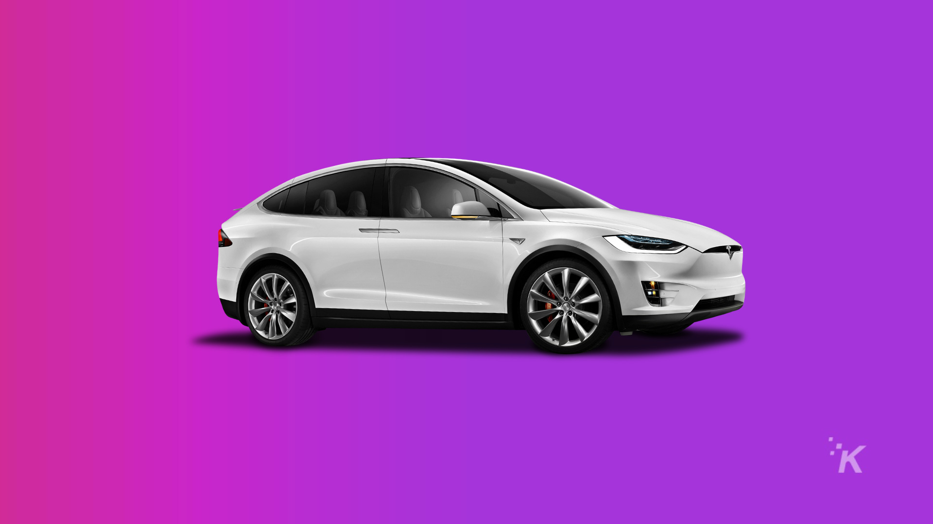 Tesla model x on a purple background