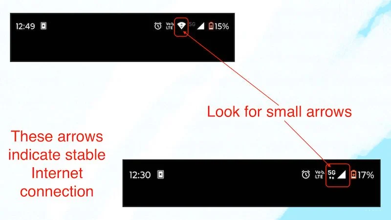 look for stable internet connection