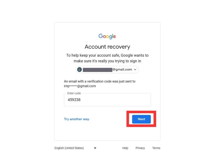 log in using account recovery method 3