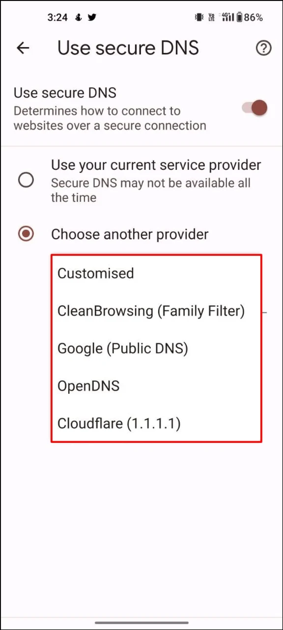 google-chrome-dns-settings