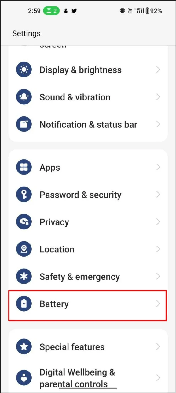 image showing android settings