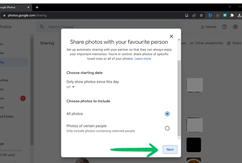 merging google photos accounts by sharing as partner in pc 3