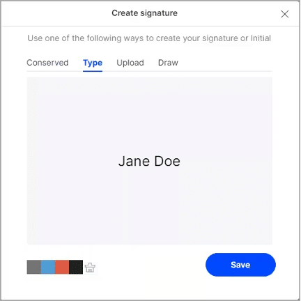 create signature for agreement