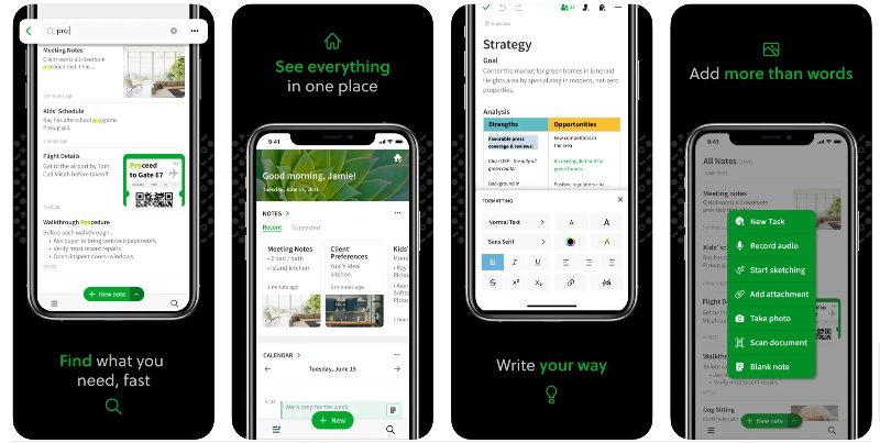 evernote- note taking app