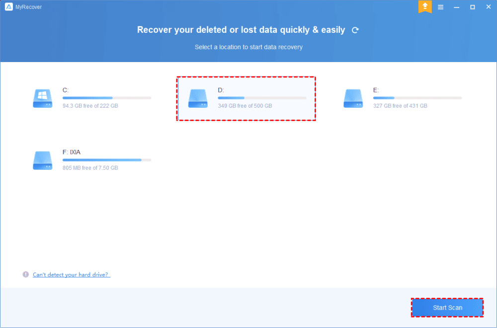 Wählen Sie die zu scannende Partition aus