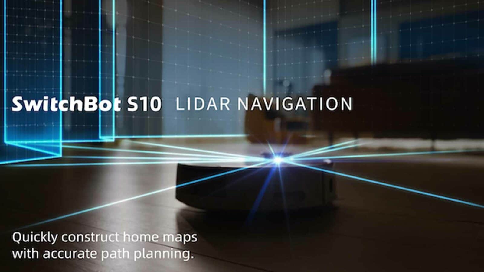 O robô aspirador switchbot s10 está usando navegação lidar para criar rapidamente mapas precisos de uma casa para planejamento de caminho.