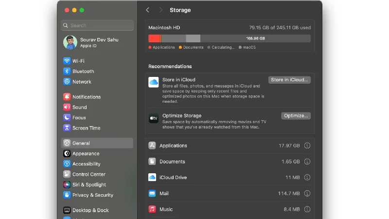 storage settings statistics