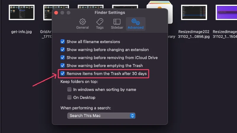 enable trash to be cleared automatically